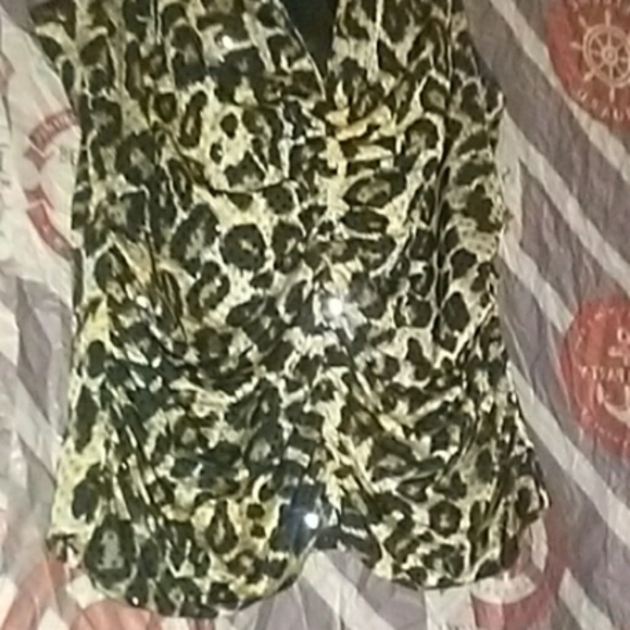 Cache leopard print brown & black sexy zip up vest - Picture 2 of 7